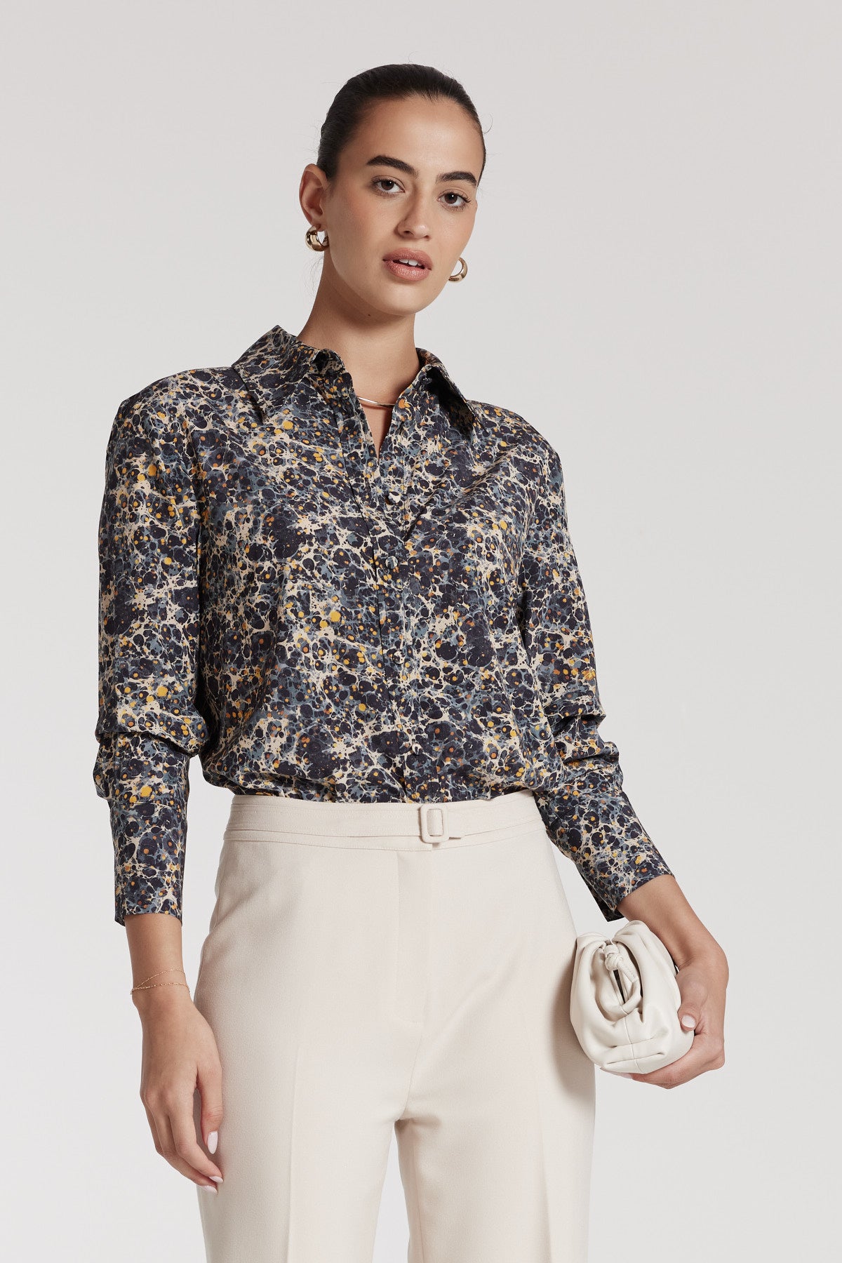 Andie Silk Shirt - Ink Blues - Perri Cutten