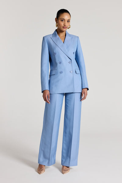 Lea Linen Jacket - Powder Blue-Perri Cutten