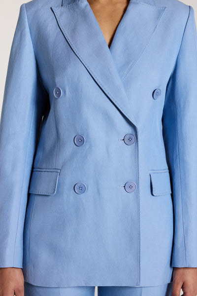 Lea Linen Jacket - Powder Blue-Perri Cutten