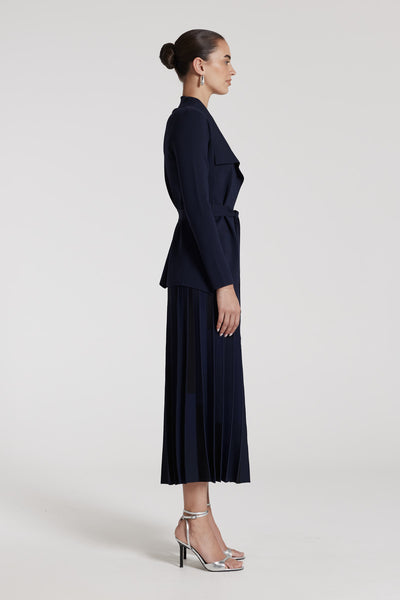 Ari Crepe Jacket - Navy-Perri Cutten