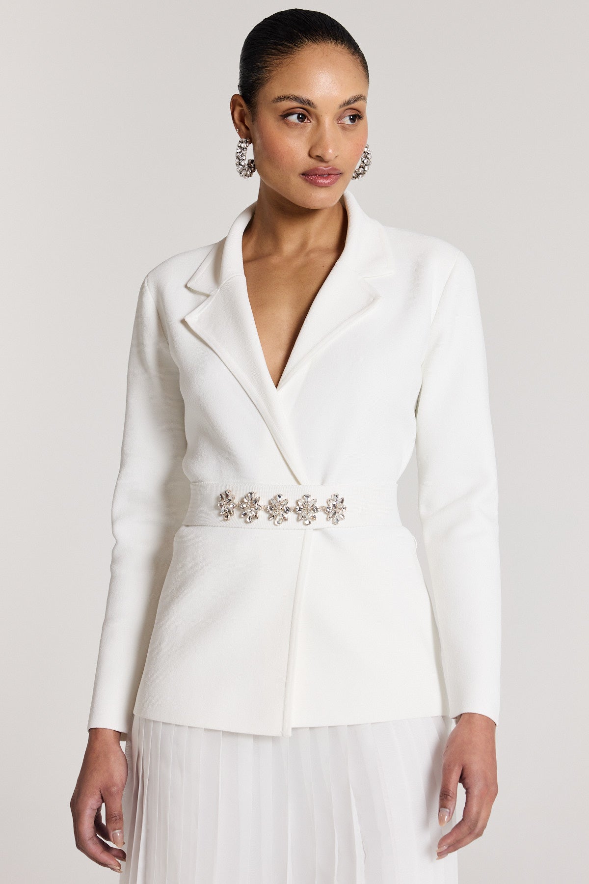 Milano Knit Jacket - White-Perri Cutten