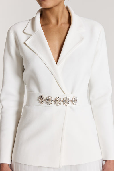 Milano Knit Jacket - White-Perri Cutten