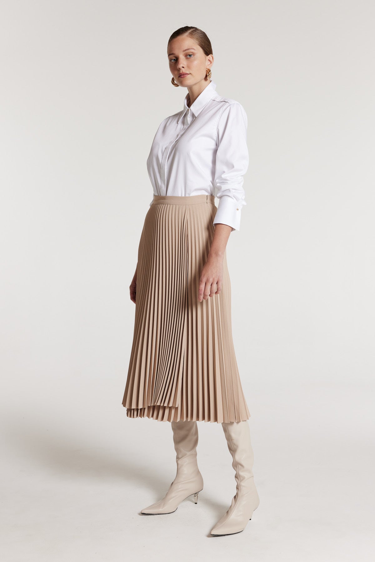 Wrap Pleat Skirt - Dark Gold-Perri Cutten