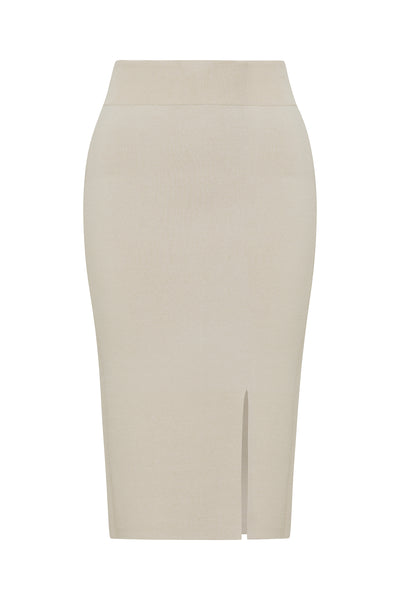 Crepe Knit Skirt - Oyster-Perri Cutten