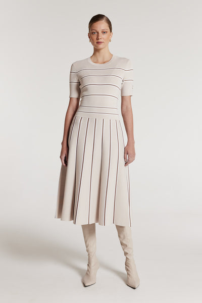 Gabriela Knit Skirt - Oyster/Spice-Perri Cutten