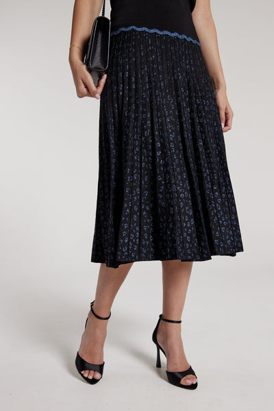 Calista Metallic Skirt - Black/Blue-Perri Cutten