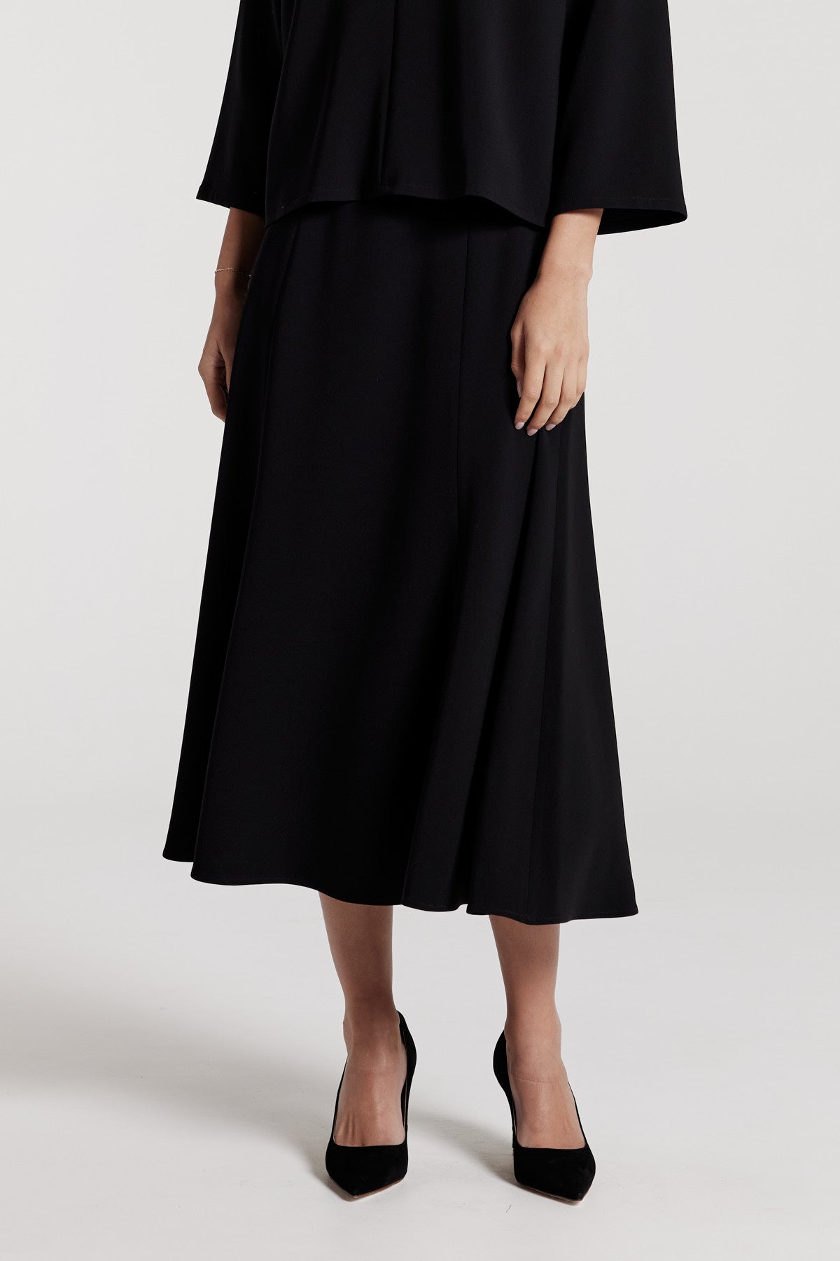 A Line Midi Skirt - Black-Perri Cutten