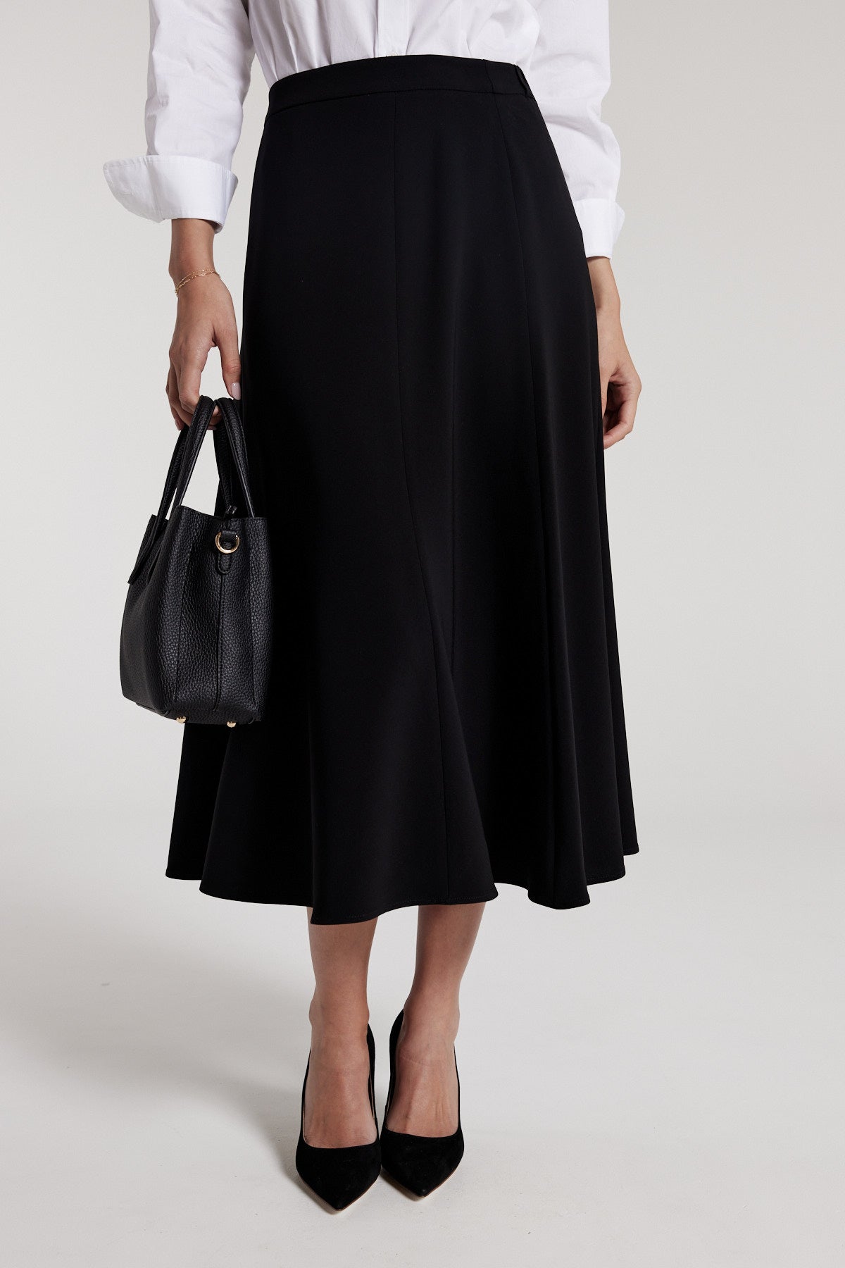 A Line Midi Skirt - Black-Perri Cutten
