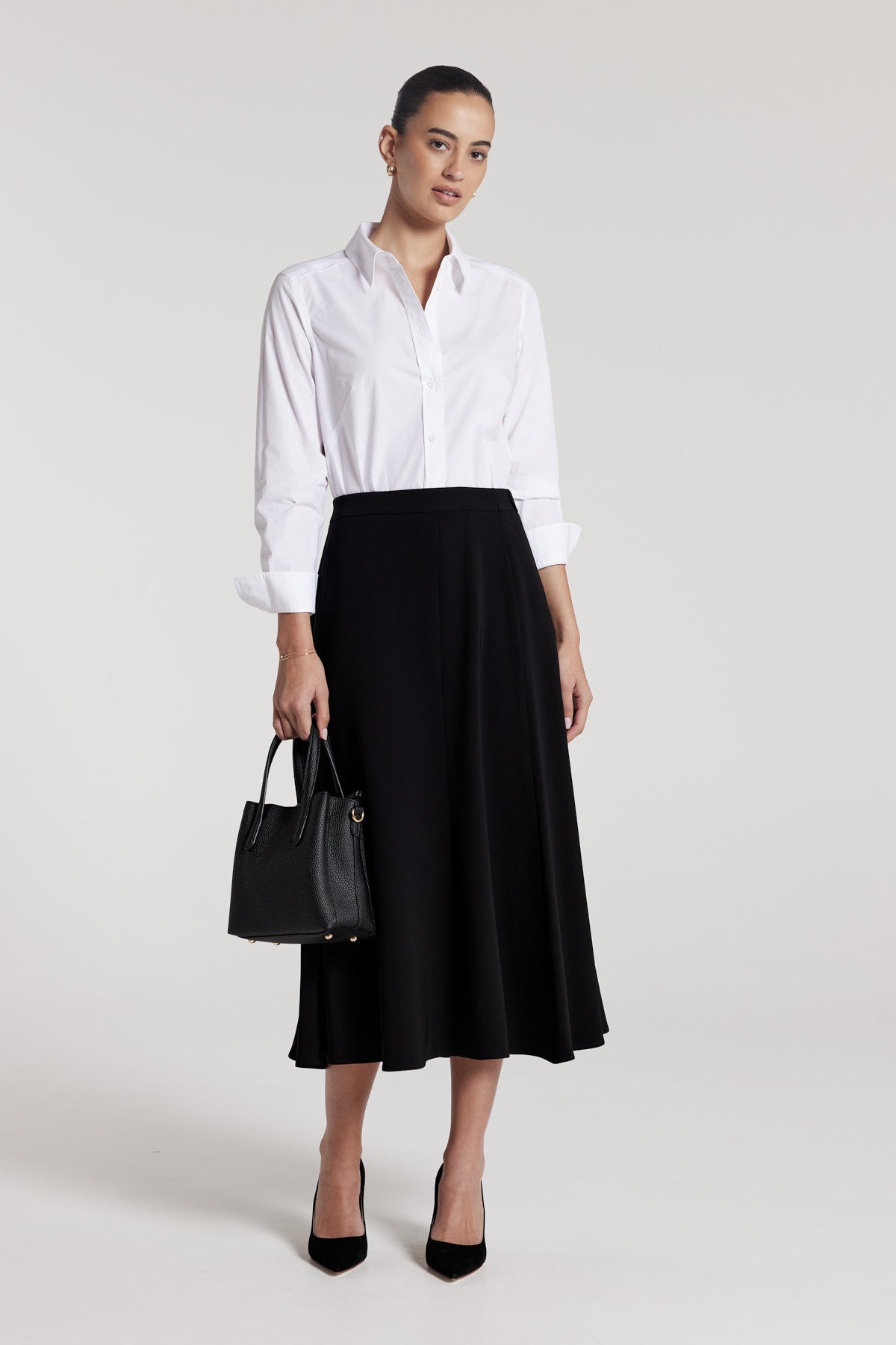 A Line Midi Skirt - Black-Perri Cutten