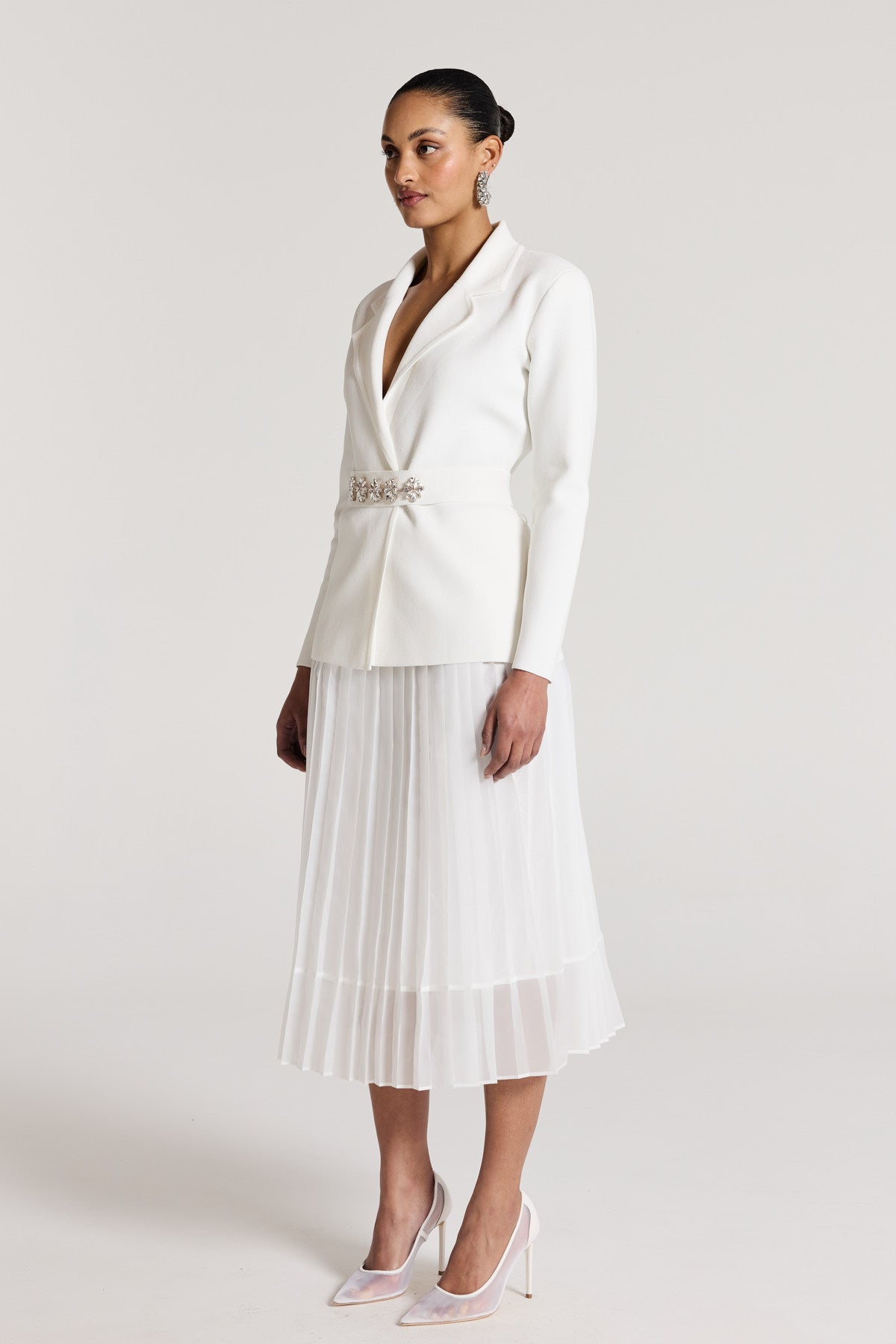 Stella Pleat Skirt - White-Perri Cutten