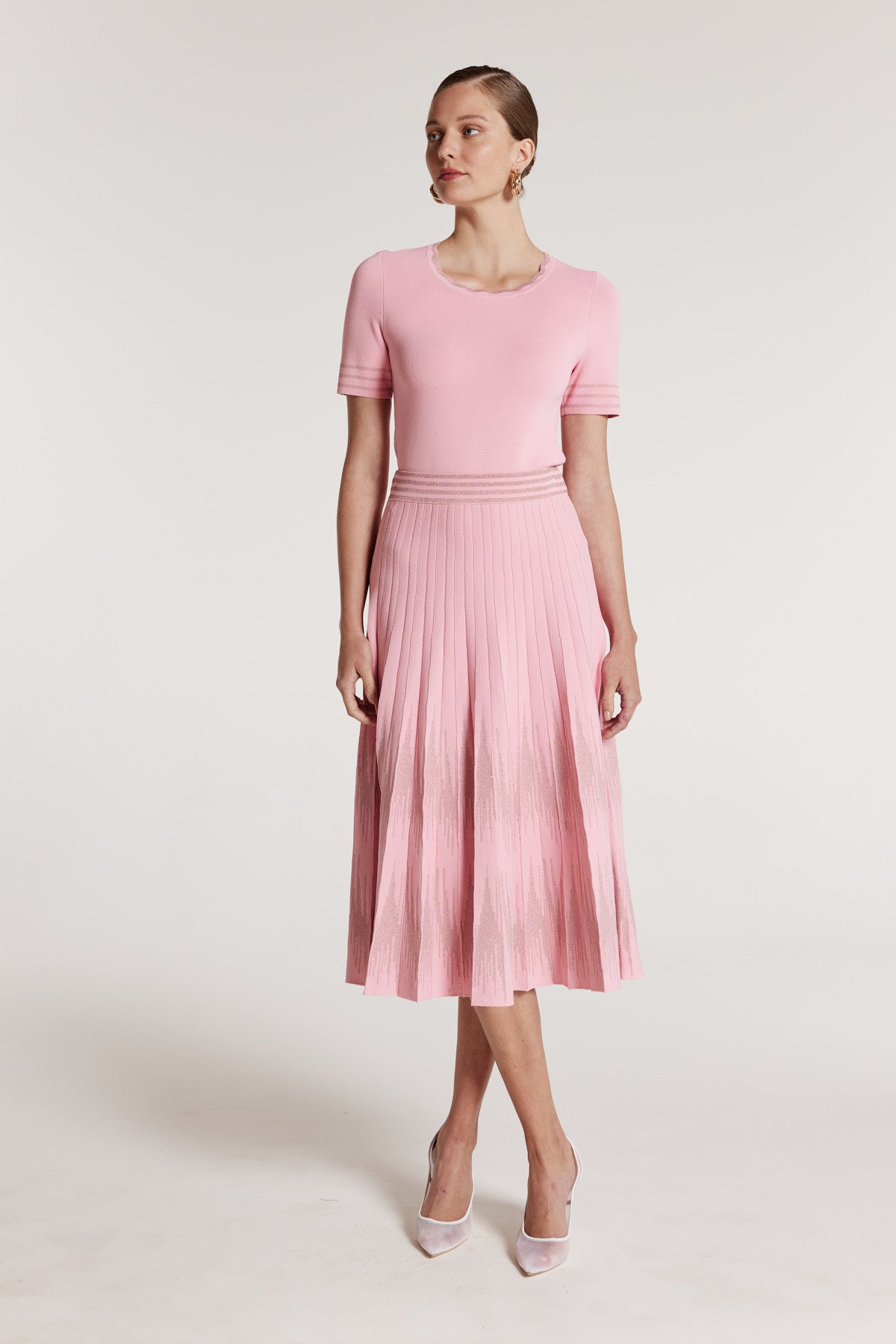 Lurex Knit Skirt - Pink-Perri Cutten