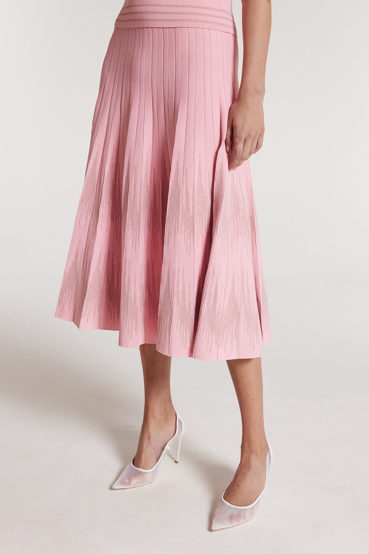 Lurex Knit Skirt - Pink-Perri Cutten