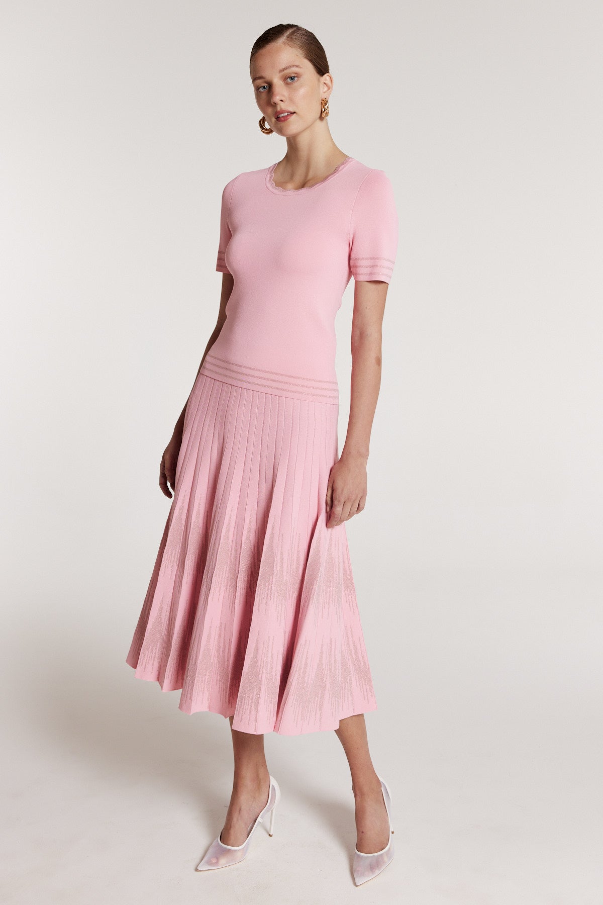 Lurex Knit Skirt - Pink-Perri Cutten