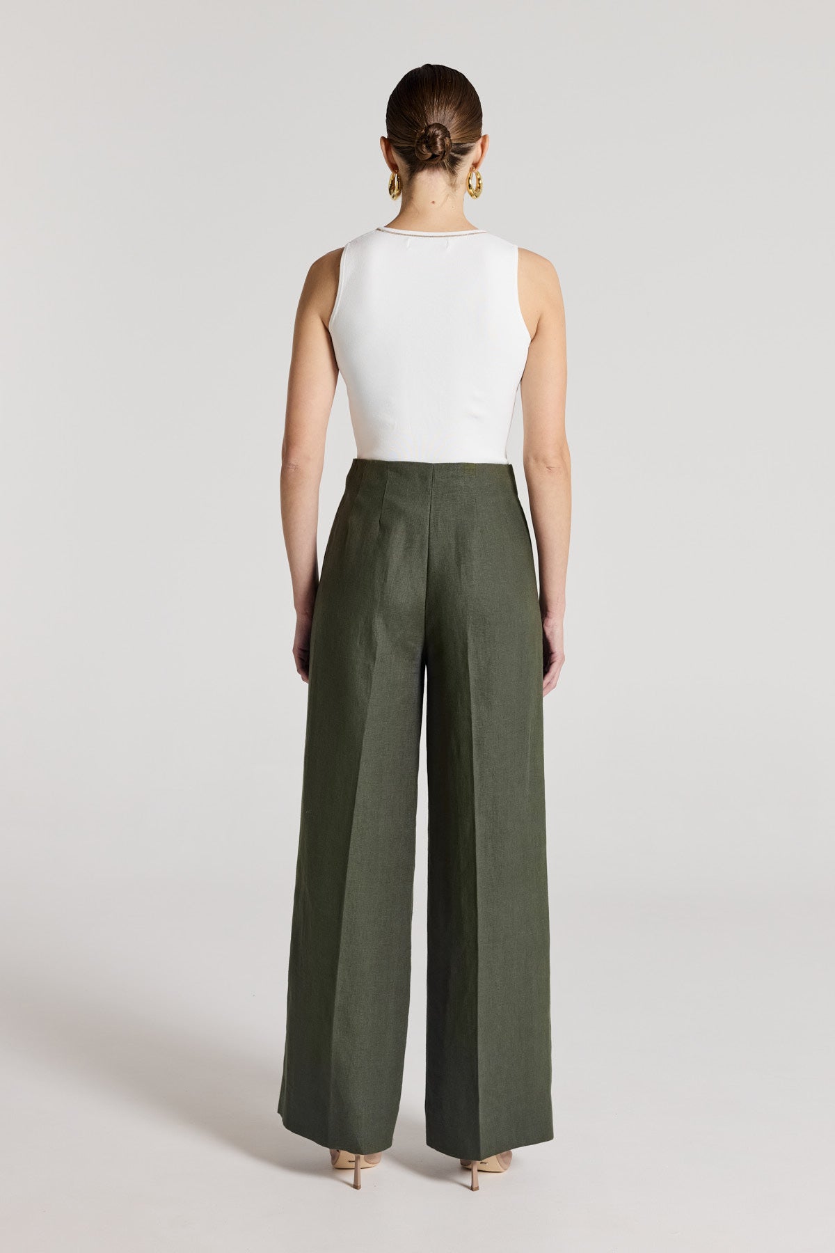 Nora Linen Pant - Muted Green-Perri Cutten