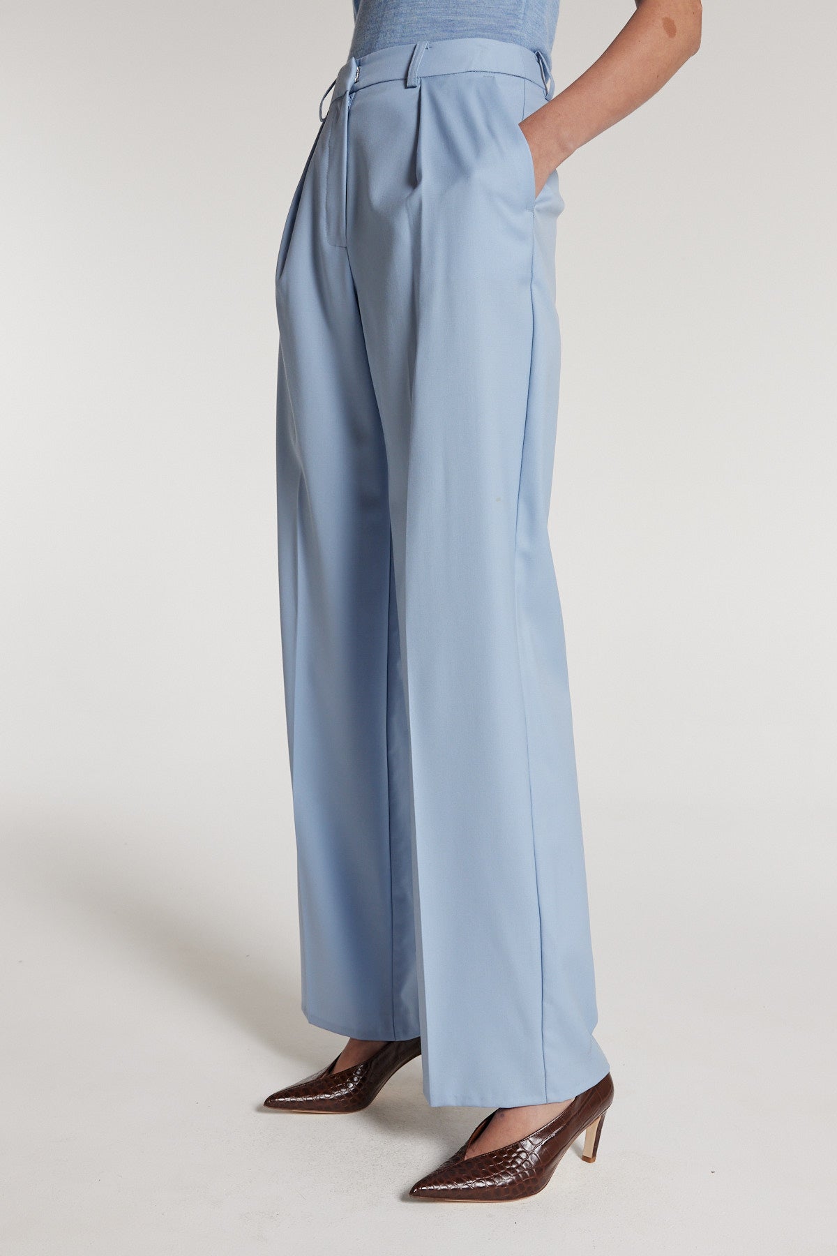 Classic Wool Pant - Pale Blue-Perri Cutten