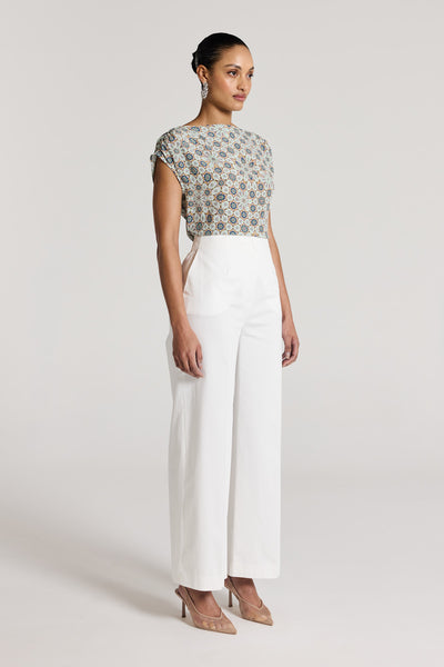 Finn Cotton Pant - White-Perri Cutten