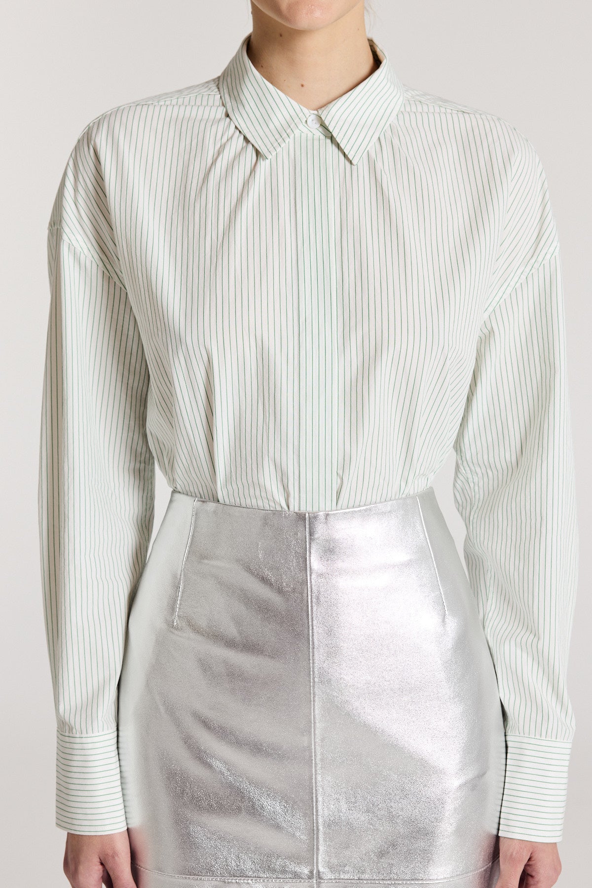 Parsons Stripe Shirt - Green/White-Perri Cutten