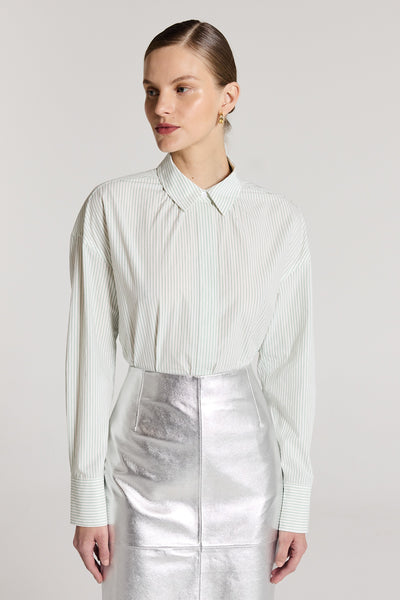 Parsons Stripe Shirt - Green/White-Perri Cutten