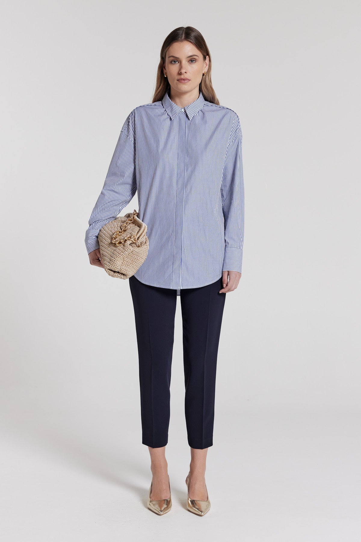 Parsons Stripe Shirt - Navy/White-Perri Cutten