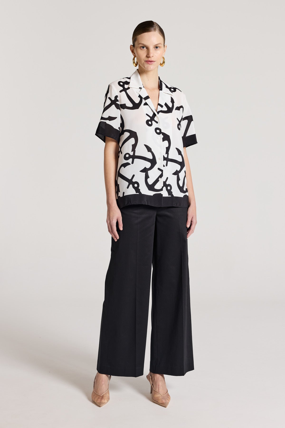 Valencia Silk Shirt - White/Black-Perri Cutten