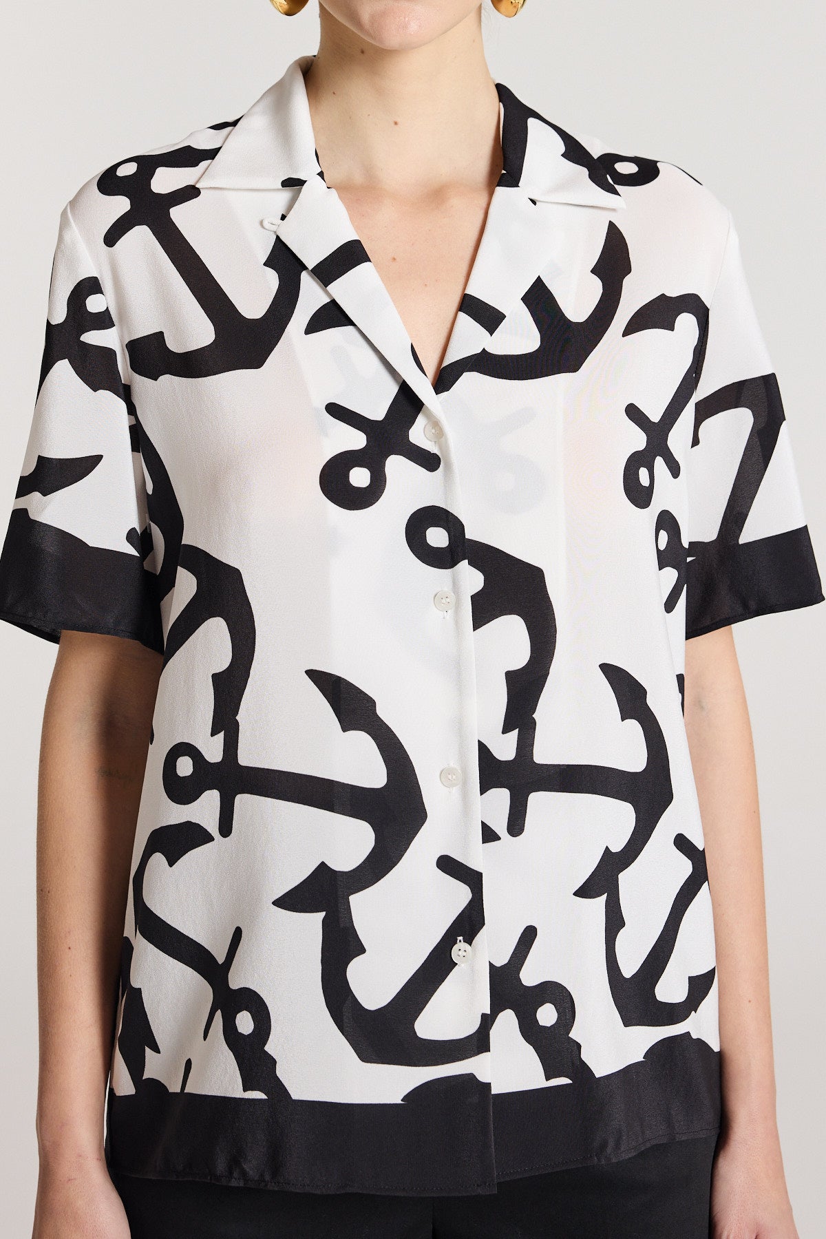 Valencia Silk Shirt - White/Black-Perri Cutten