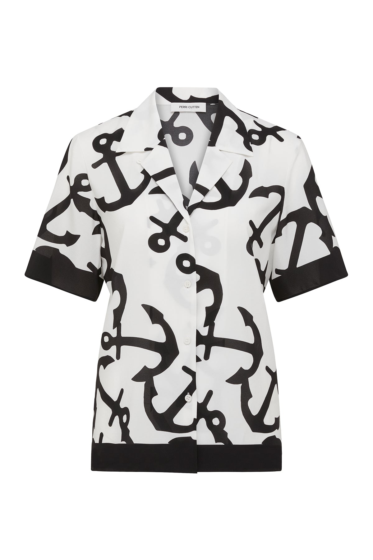 Valencia Silk Shirt - White/Black-Perri Cutten