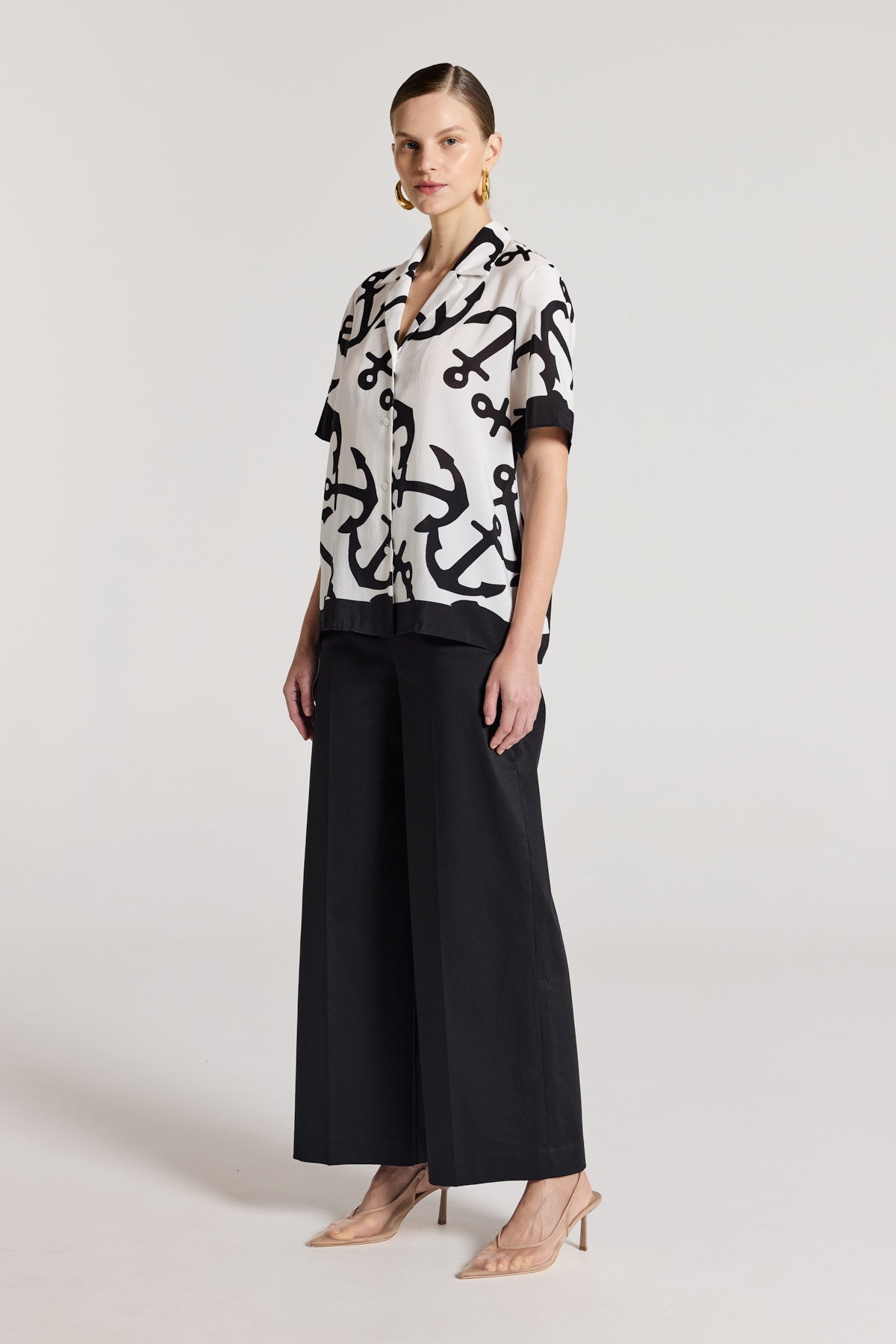 Valencia Silk Shirt - White/Black-Perri Cutten