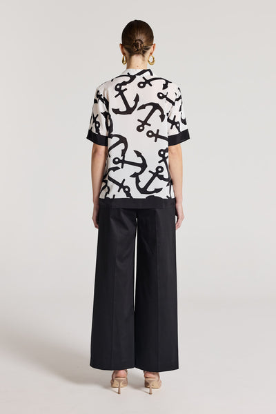 Valencia Silk Shirt - White/Black-Perri Cutten