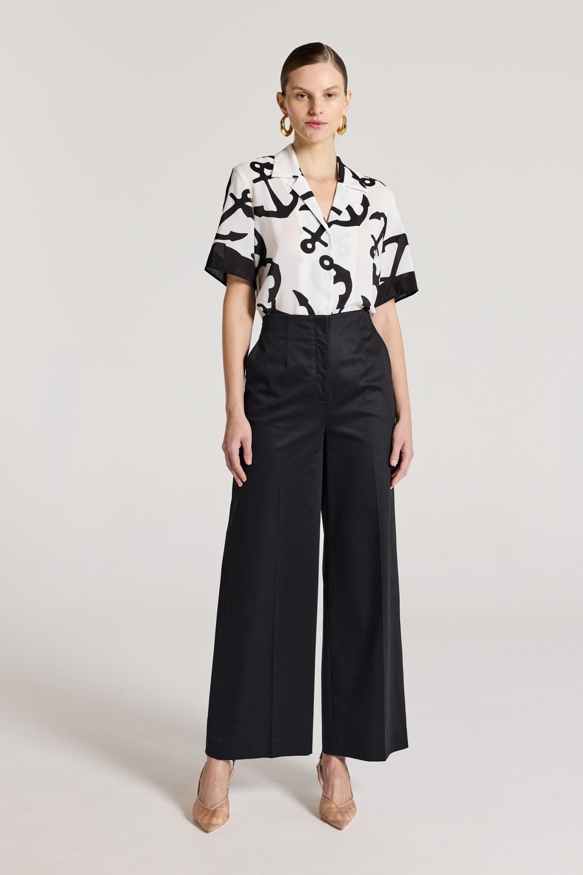 Valencia Silk Shirt - White/Black-Perri Cutten