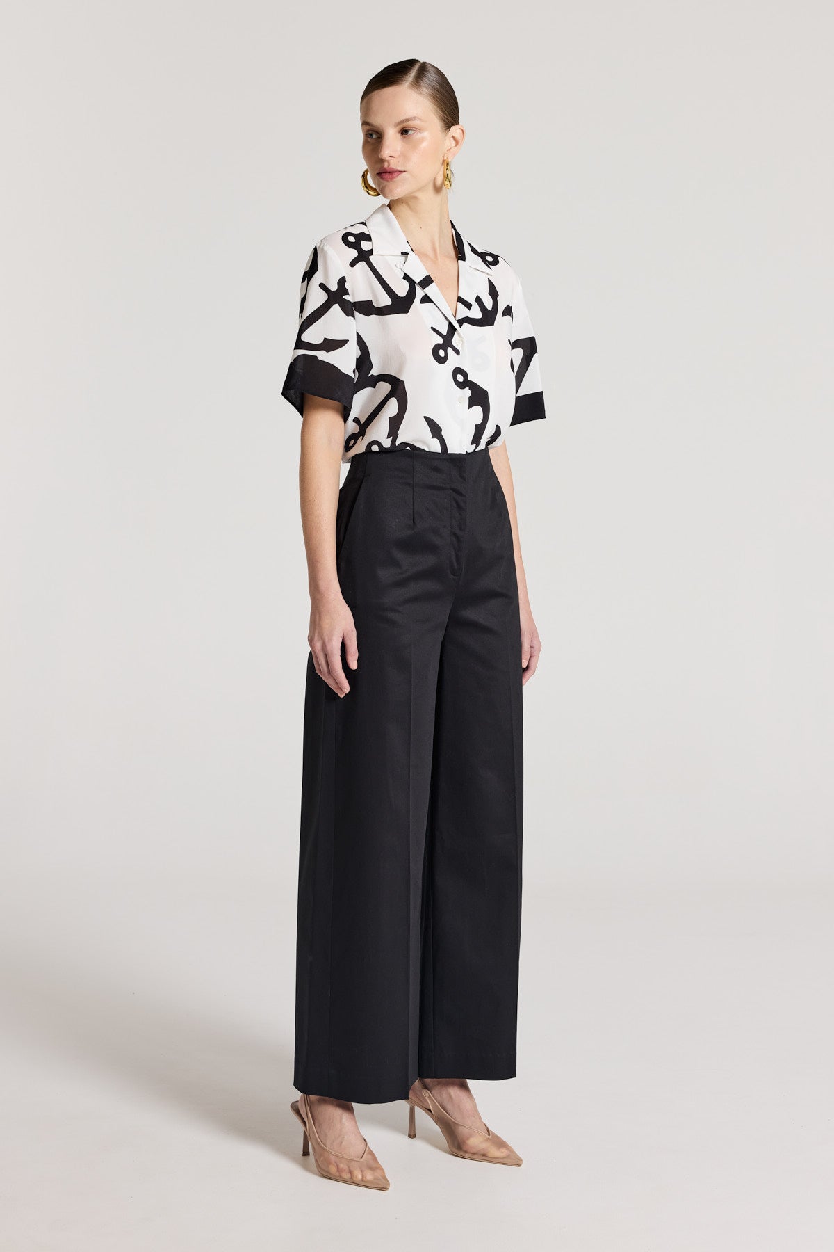 Valencia Silk Shirt - White/Black-Perri Cutten