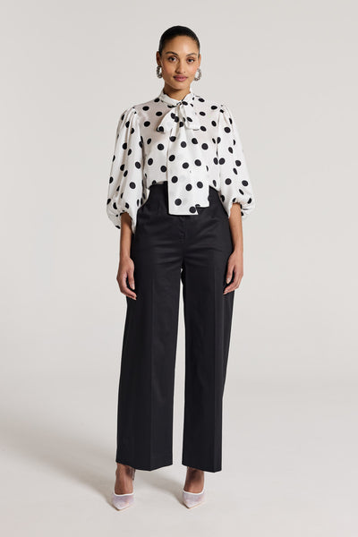 Sasha Silk Shirt - White/Black-Perri Cutten