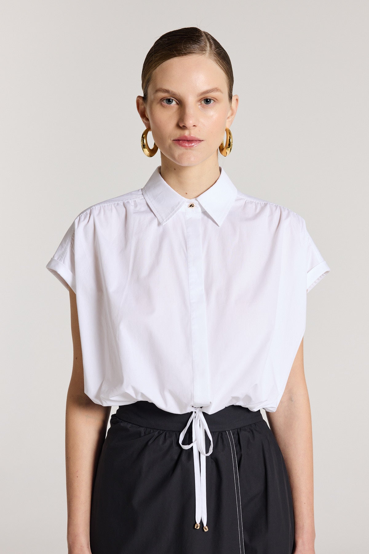 Belle Crop Shirt - White-Perri Cutten