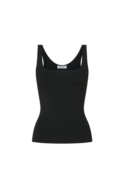 Crepe Knit Singlet - Black-Perri Cutten