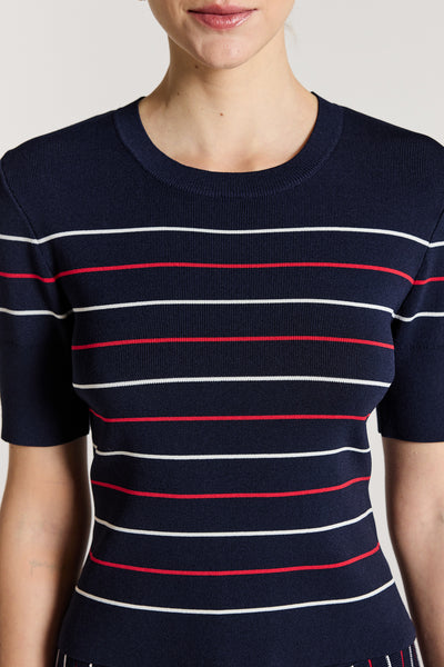 Gabriela Knit Top - Navy/White/Red-Perri Cutten