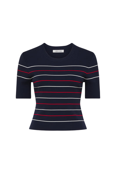 Gabriela Knit Top - Navy/White/Red-Perri Cutten