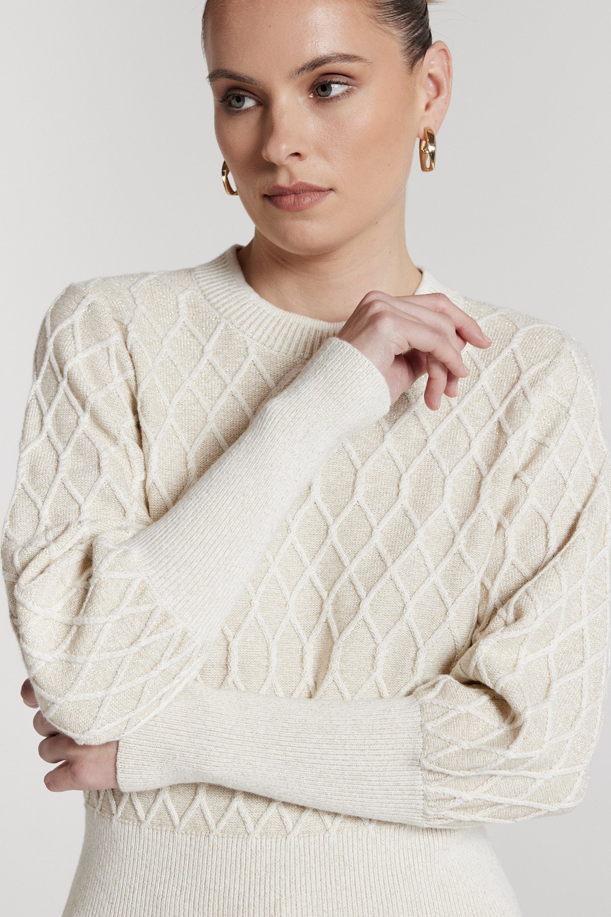 Tivoli Lurex Jumper - Soft Gold-Perri Cutten