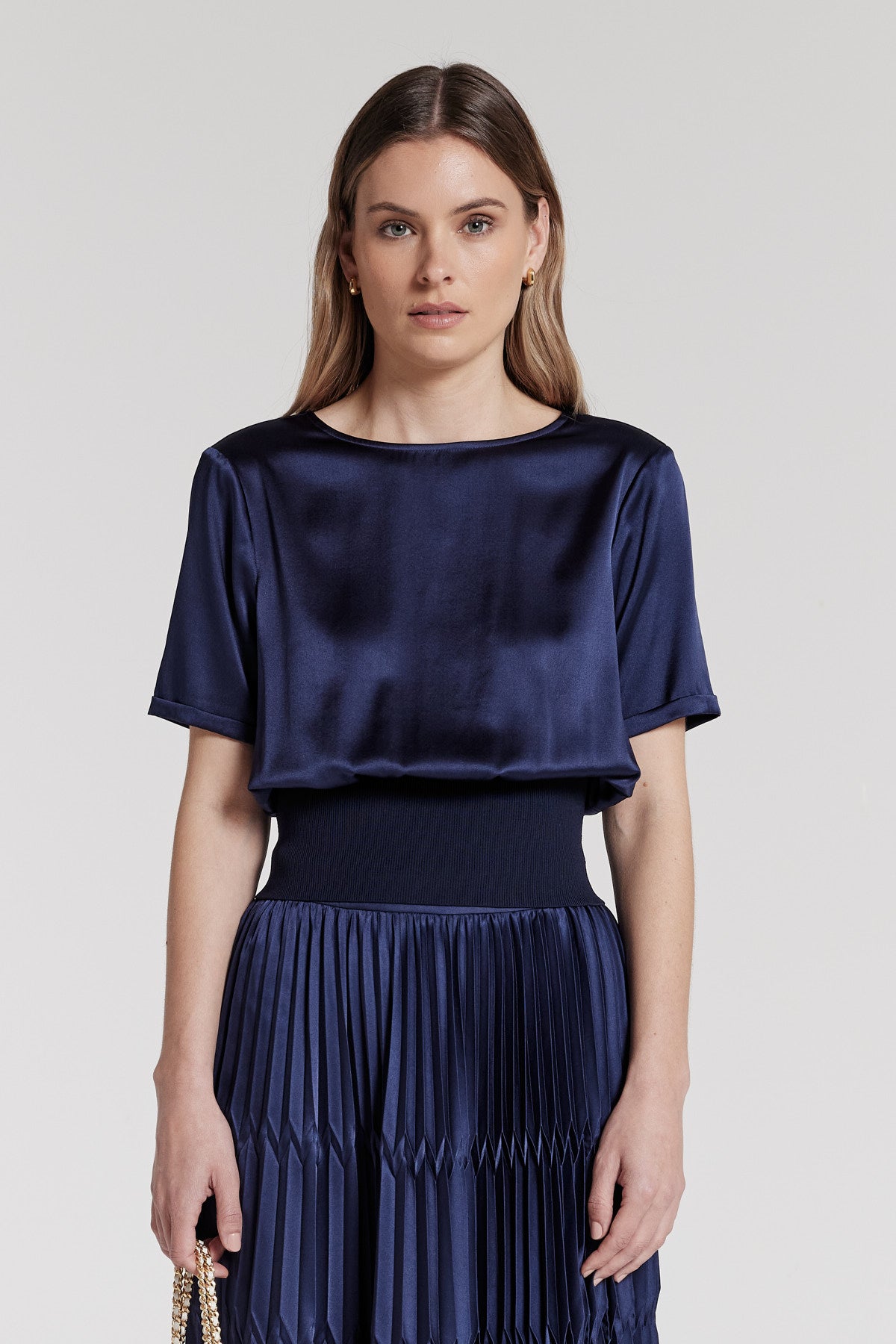 Isla Silk Top - Navy-Perri Cutten