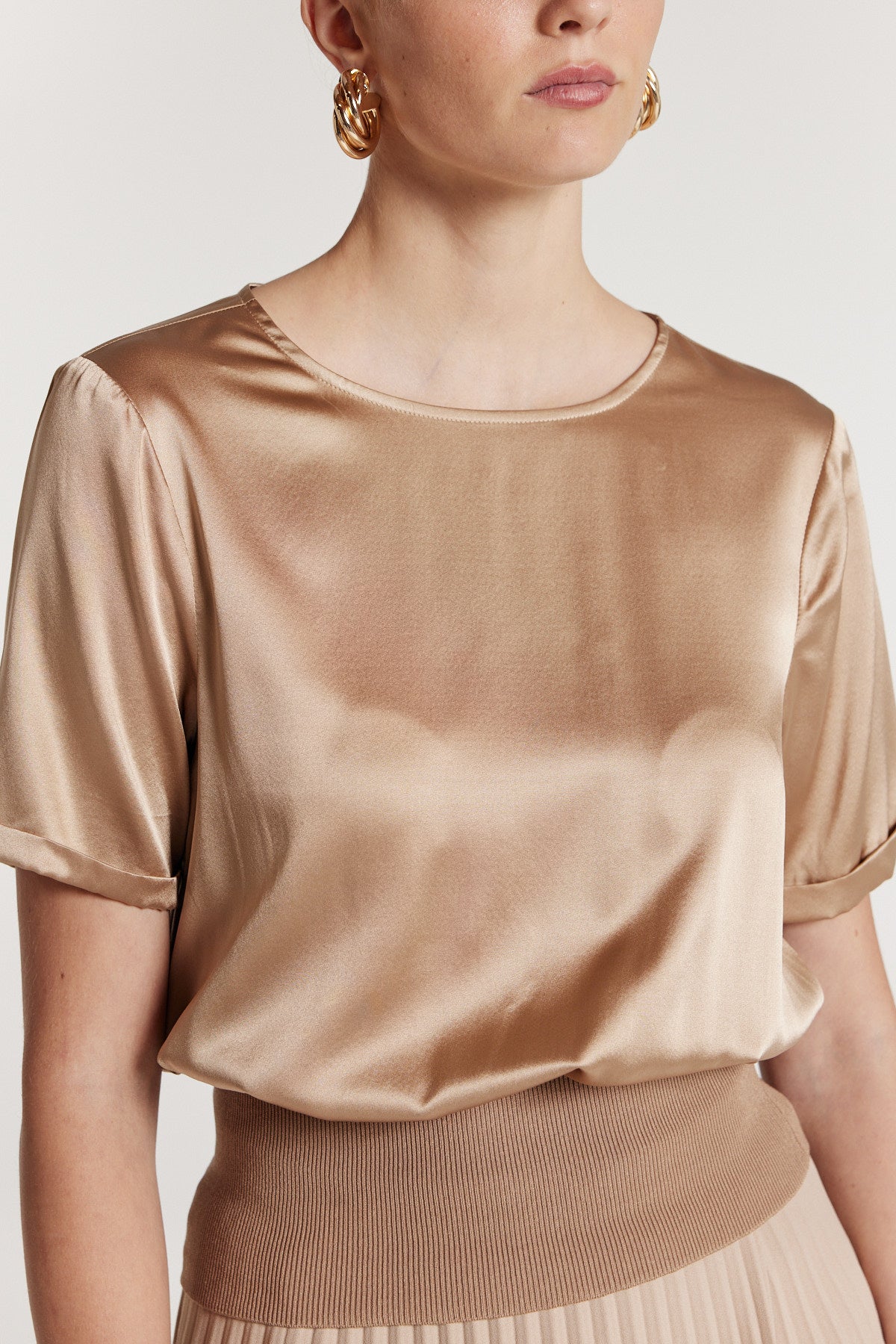 Isla Silk Top - Dark Gold-Perri Cutten