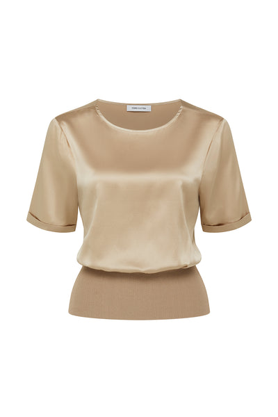 Isla Silk Top - Dark Gold-Perri Cutten