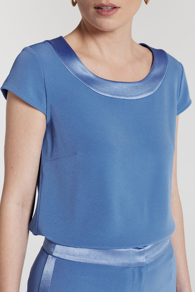 Lina Satin Trim Top - Bluebell-Perri Cutten