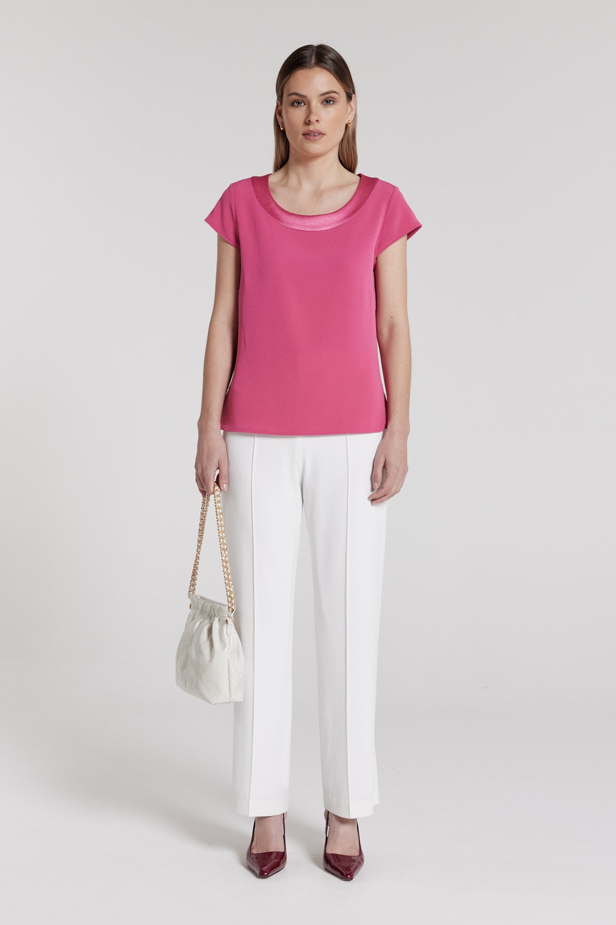 Lina Satin Trim Top - Rose Pink-Perri Cutten