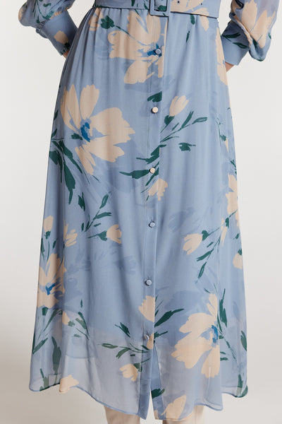 Esther Silk Dress - Blue Print-Perri Cutten