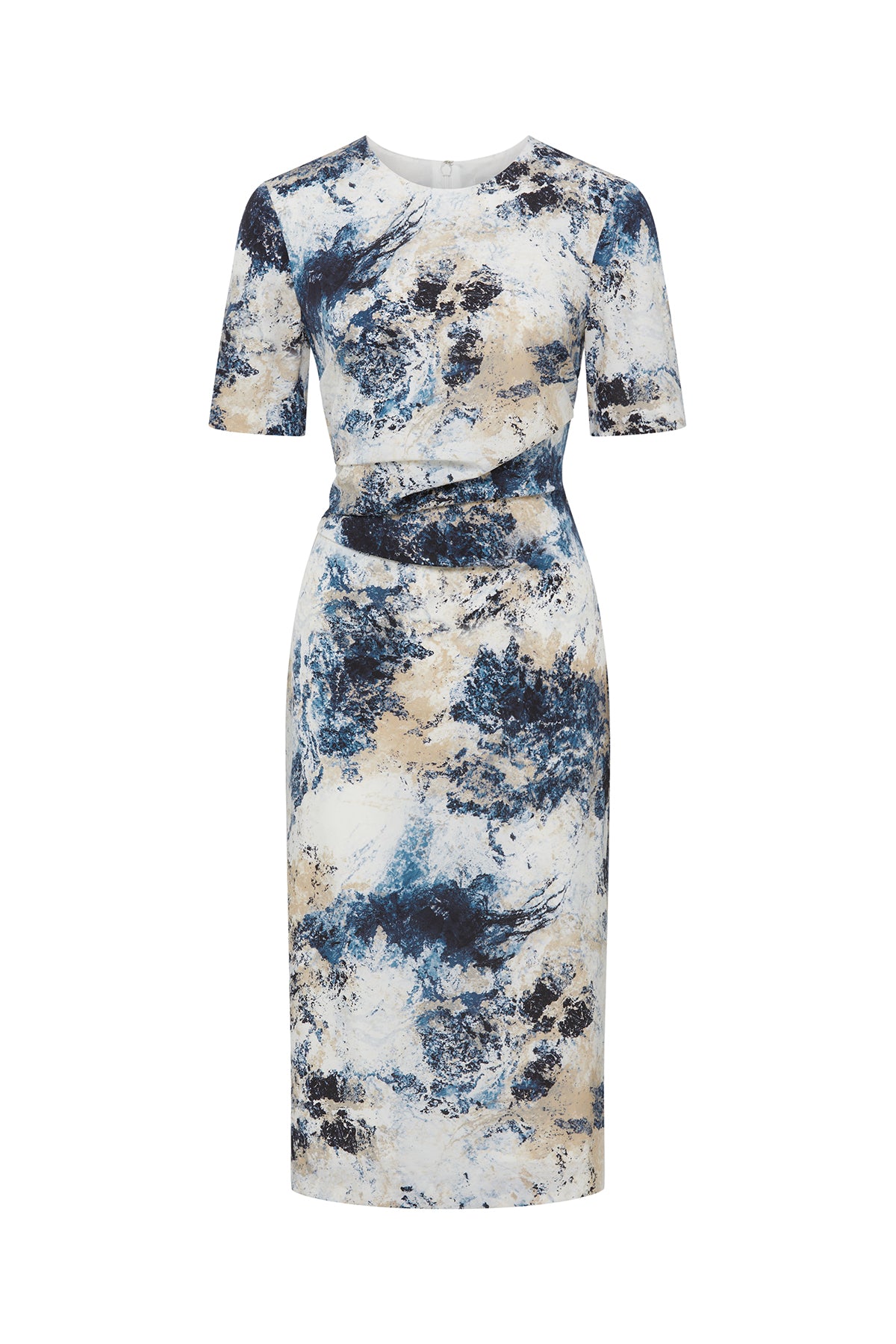 Louisa Silk Dress - Ivory/Blue-Perri Cutten