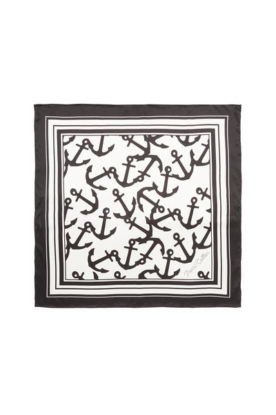 Anchor Silk Scarf - White/Black-Perri Cutten