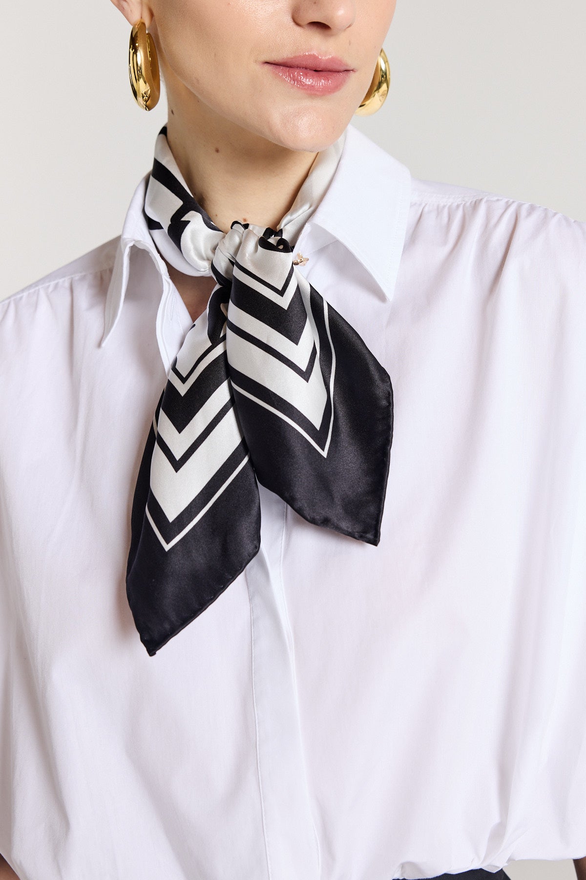 Anchor Silk Scarf - White/Black-Perri Cutten