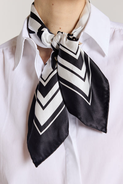 Anchor Silk Scarf - White/Black-Perri Cutten