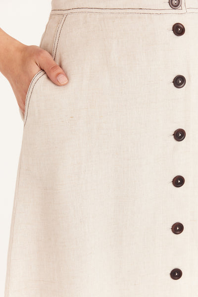 Linen Skirt - Natural-Perri Cutten