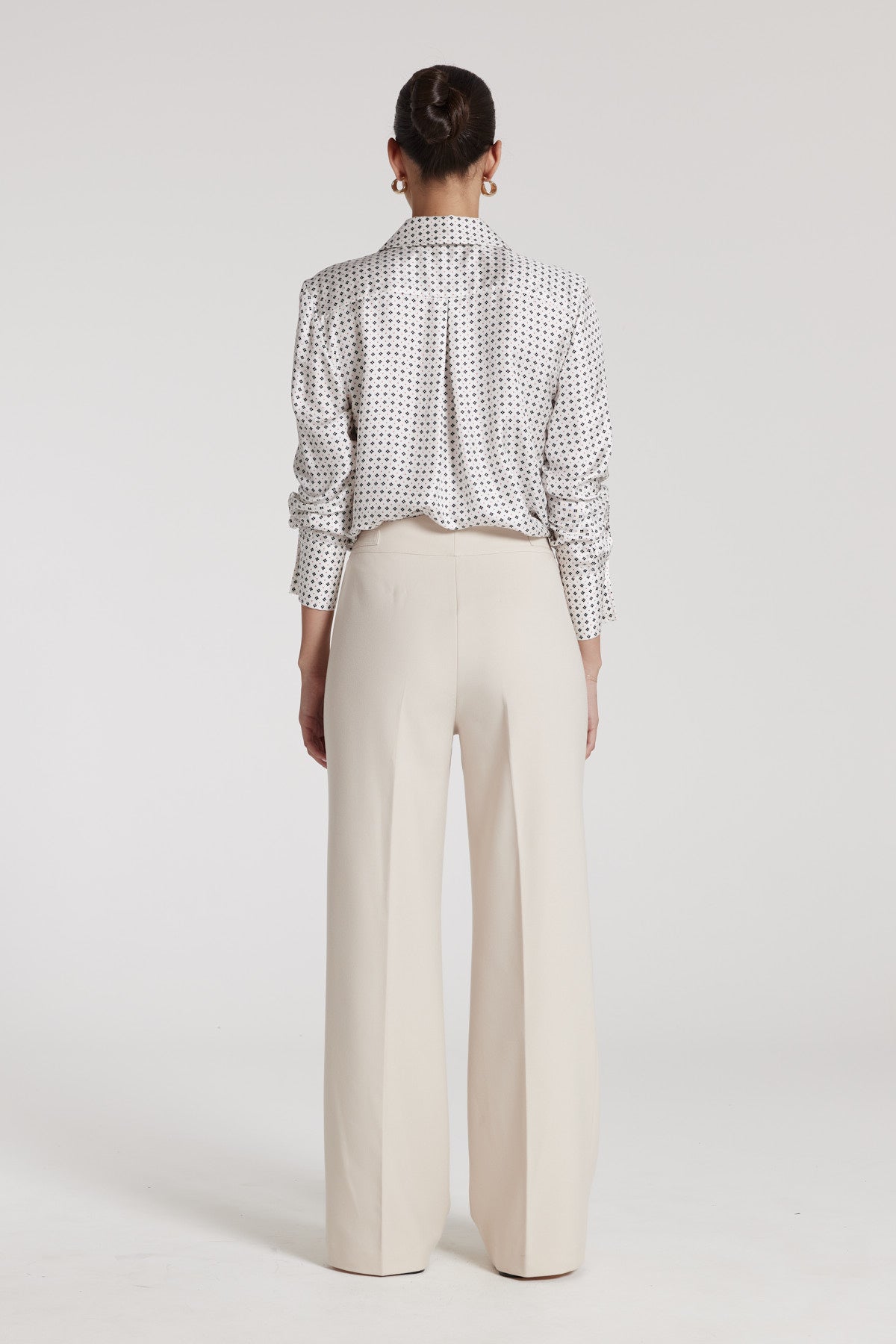 Andie Silk Shirt - Ivory/Black-Perri Cutten