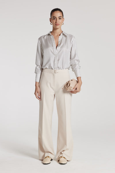 Andie Silk Shirt - Ivory/Black-Perri Cutten