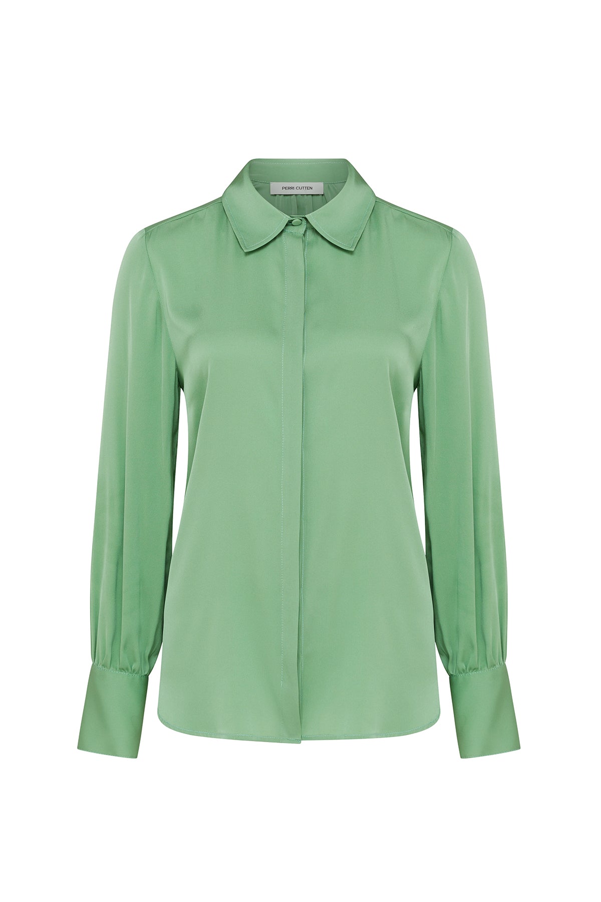 Alexa Silk Shirt - Basil Green – Perri Cutten